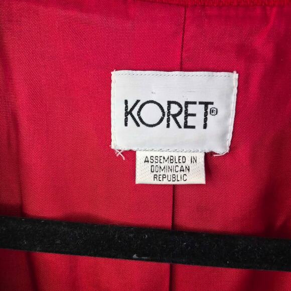 Vintage Koret Red Wool Blazer Womens 16 Lined Jacket Classic Retro - Picture 3 of 4
